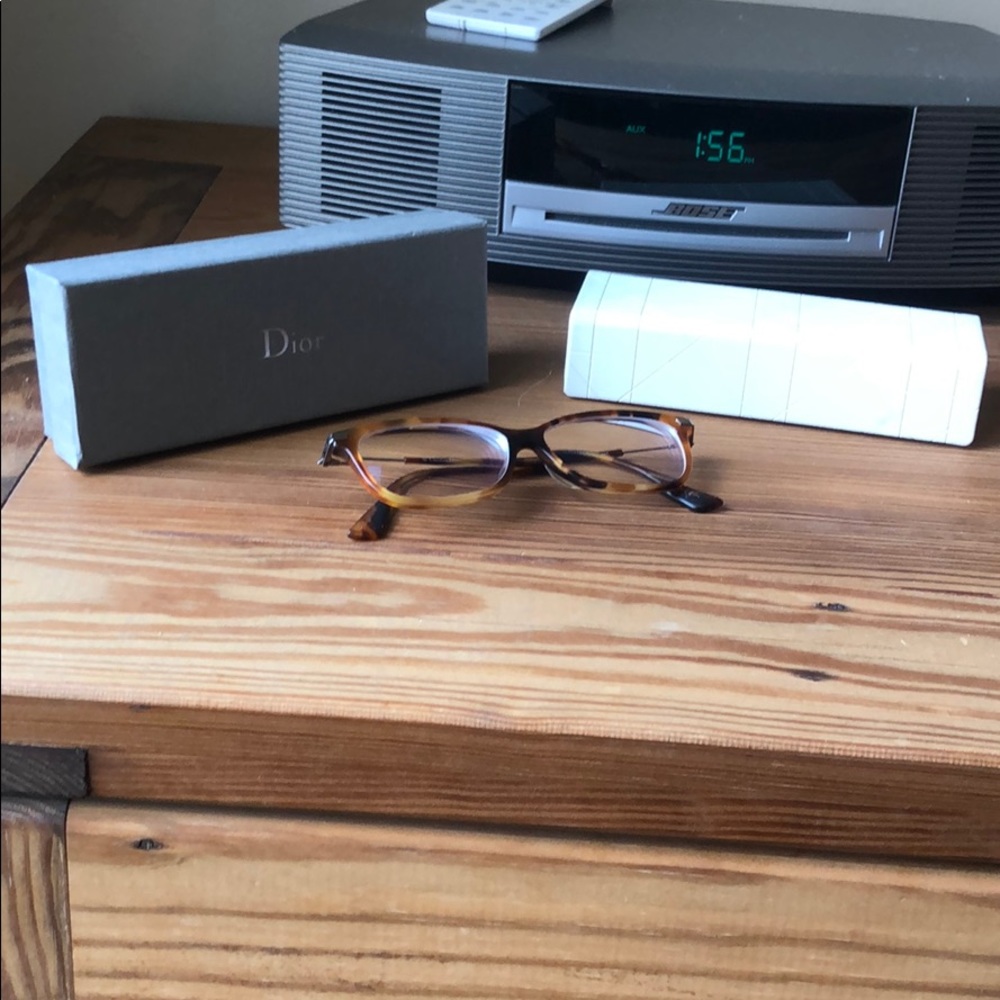 Christian Dior glasses, case, and box